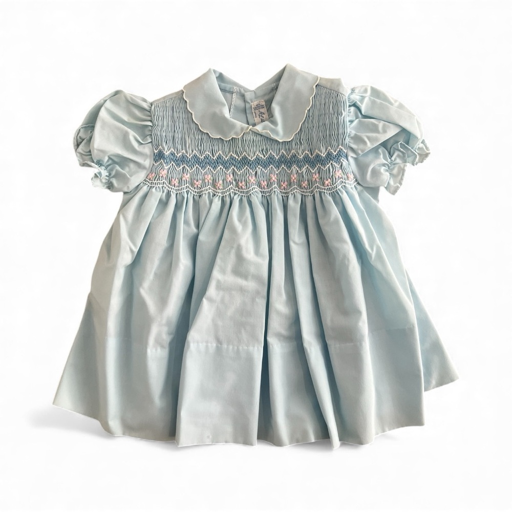 Light Blue Smocked Baby Dress